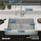 Elkay 18 Ga SS 35-7/8" x 20-1/4" x 9" Equl Dbl Bwl Farmhs Sink and Faucet Kit w/ Aqua Div and Btm Grid and Drain ECTRUFA32179FBC - alternate 2